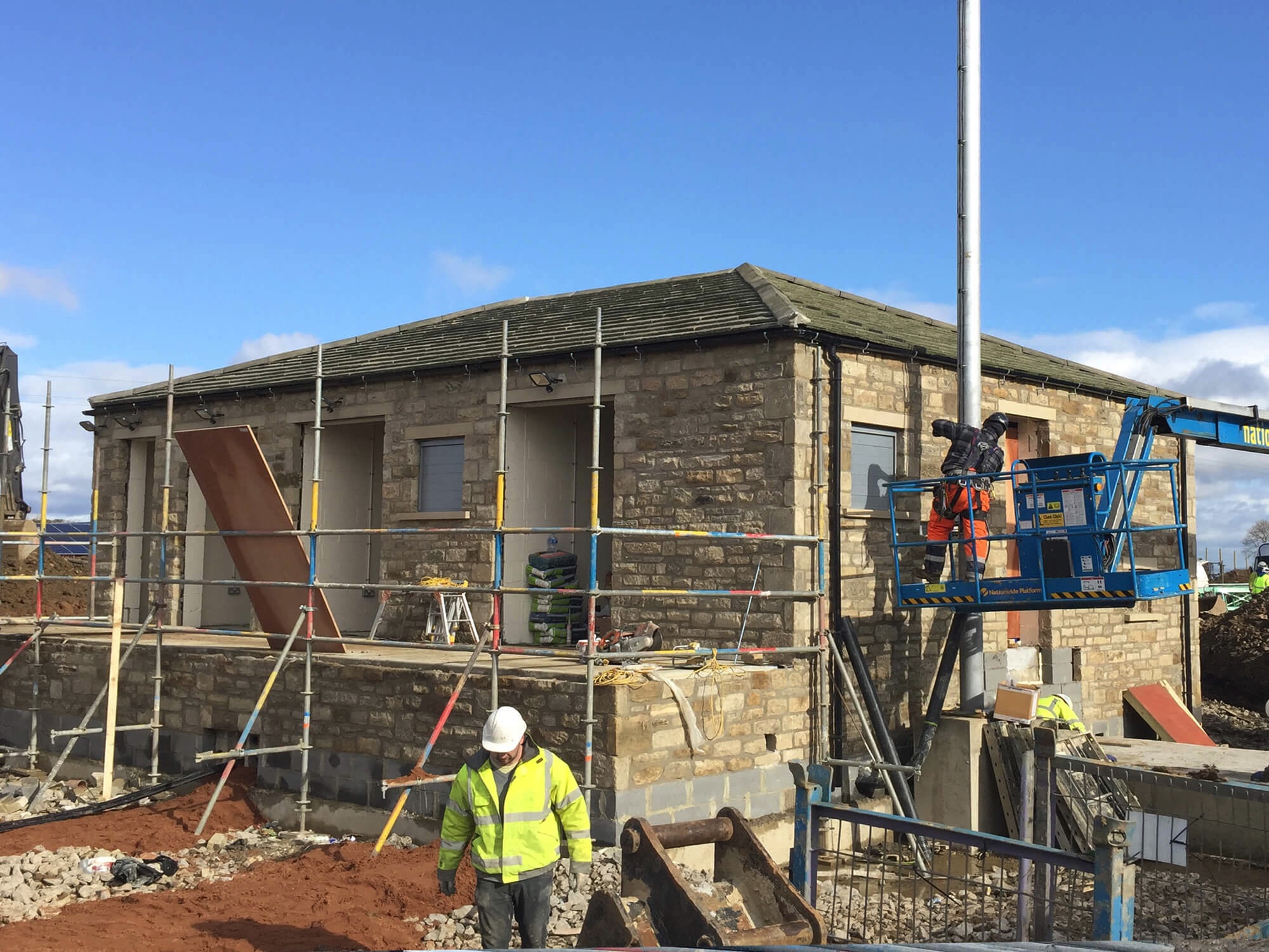 Substation undergoing second fix and connections.